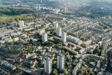 Ariel view of city skyline